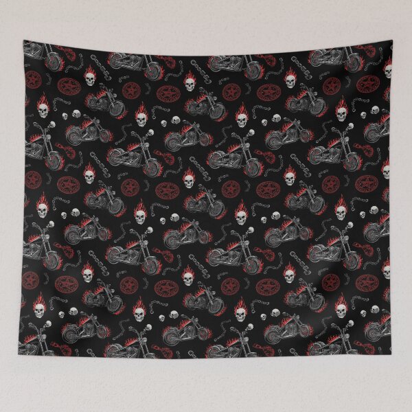 Item preview, Motorbikes burning skulls and pentagrams - Halloween all year with this metal burning bad to the bone desing designed and sold by FloralZoo.