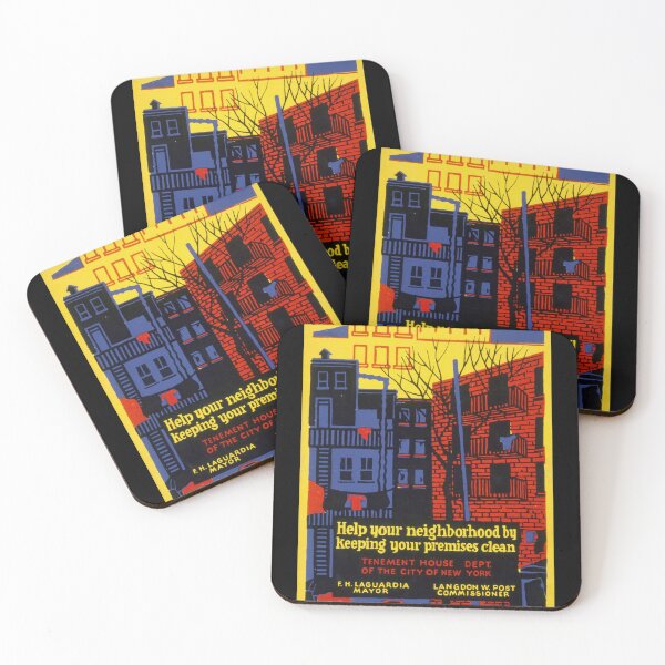 Item preview, Vintage Public Service Poster Art | Urban Cleanliness Campaign | Bold Colors & Art Deco Style | NYC Tenement Scene designed and sold by artofuniverse.