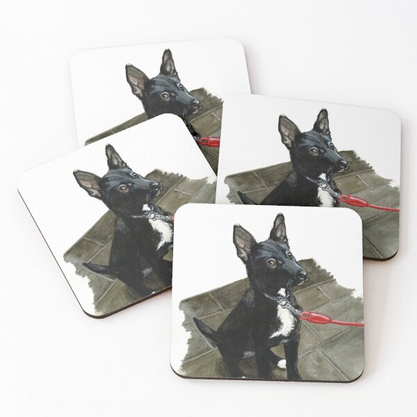 Item preview, Hand painted watercolor black dog portrait designed and sold by Heaven7.