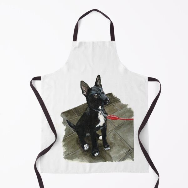 Item preview, Hand painted watercolor black dog portrait designed and sold by Heaven7.