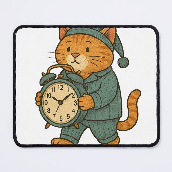 Item preview, Sleepy Cat with Alarm Clock designed and sold by photoparadise22.