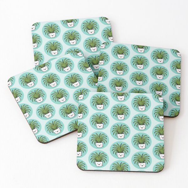 Item preview, Happy Spider Plant in Pot Pattern - Turquoise designed and sold by Clever Cookie.