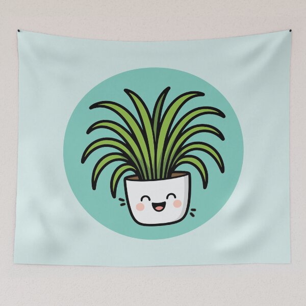 Item preview, Happy Spider Plant in Pot - Turquoise designed and sold by Clever Cookie.