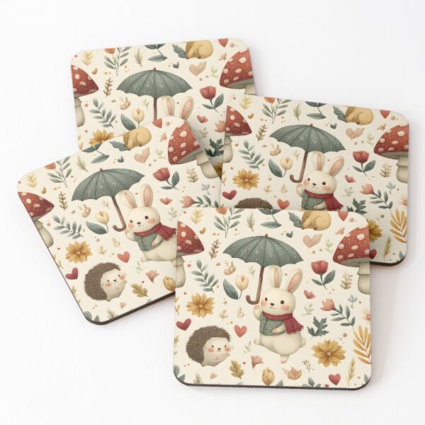 Item preview, AUTUMN BUNNY WALLPAPER PATTERN designed and sold by infinitearte.