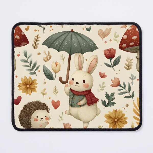 Item preview, AUTUMN BUNNY WALLPAPER PATTERN designed and sold by infinitearte.