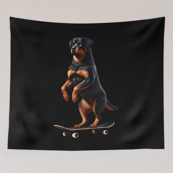 Item preview, Rottweiler Riding a Skateboard Skateboarding Skater Fans designed and sold by Kimberley King Art  King Art.