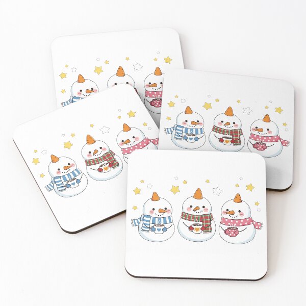 Item preview, Cute Kawaii Christmas Snowmen with Hot Chocolate designed and sold by istoriadesign.