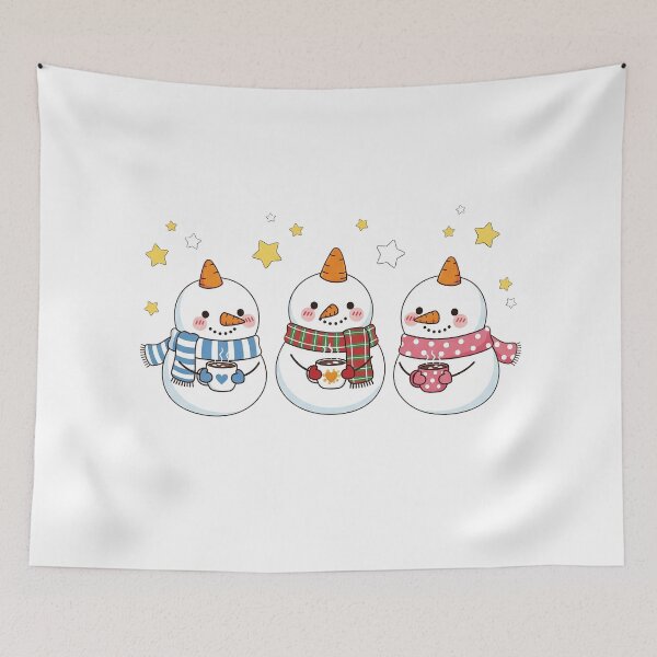 Item preview, Cute Kawaii Christmas Snowmen with Hot Chocolate designed and sold by istoriadesign.