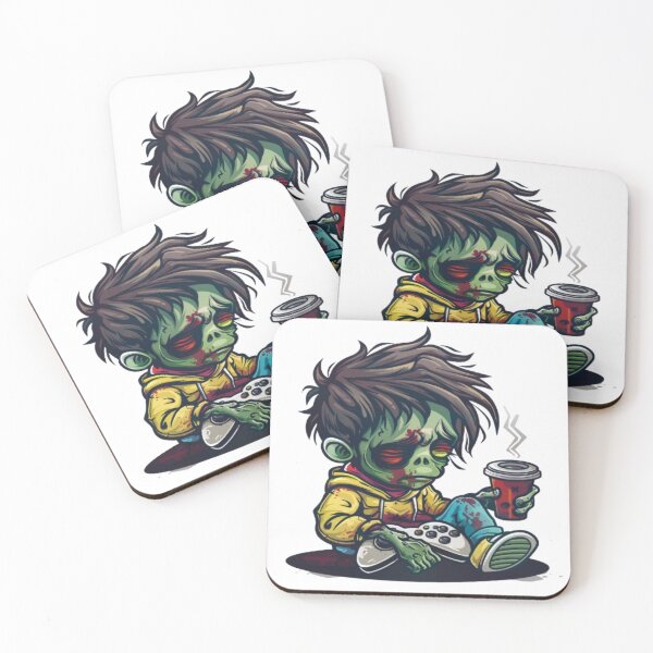 Item preview, Tired Zombie Gamer with Coffee – Funny Horror Design designed and sold by AlexLineArt.