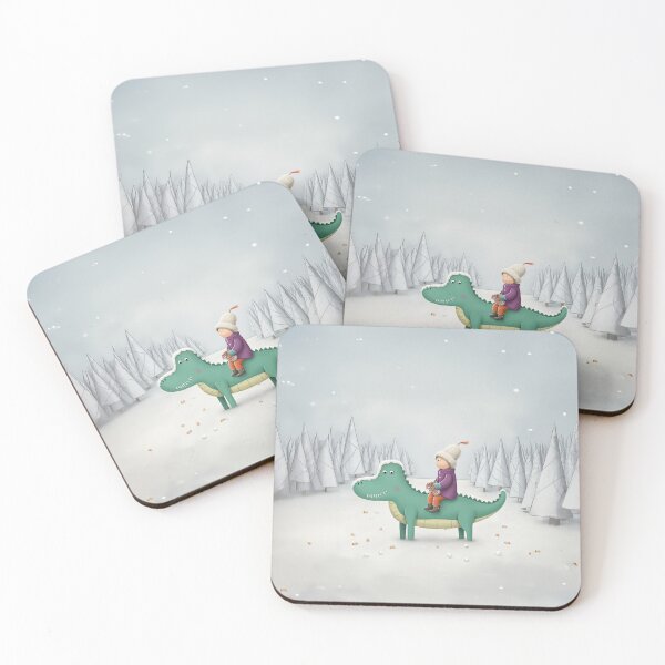 Item preview, Winter Adventure with a Friendly Dinosaur designed and sold by Whimsical Hug.