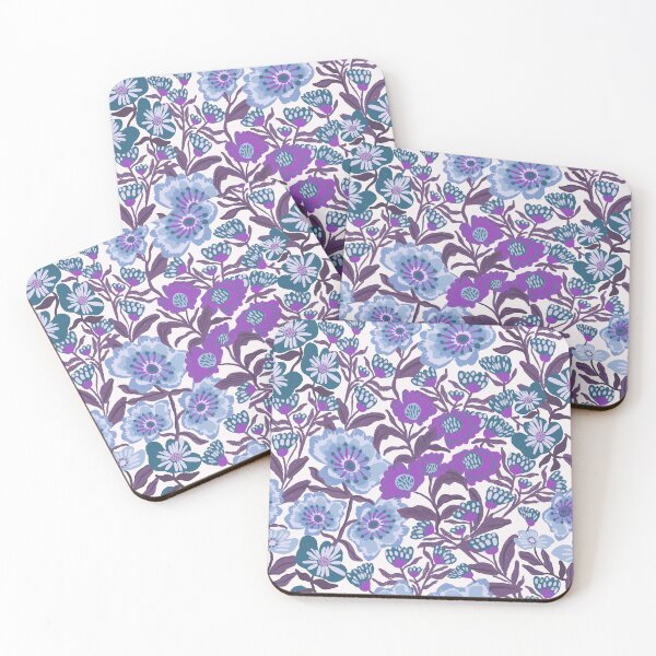 Item preview, Hand drawn trailing floral in teal and purple designed and sold by Callyedesigns.