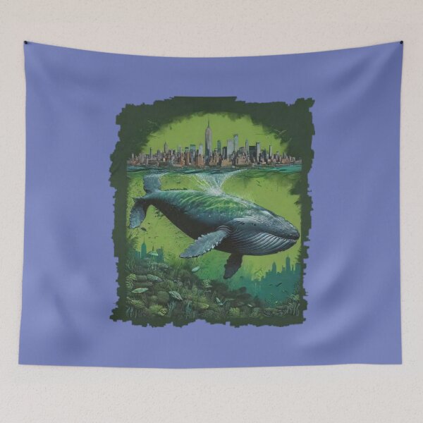 Item preview, NYC Deep Dive Whale Skyline T-Shirt - Urban Nature Graphic Tee designed and sold by karim38.