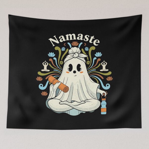 Item preview, NAMASTE - spooky ghost meditating - joga, pilates designed and sold by justyna-s28.