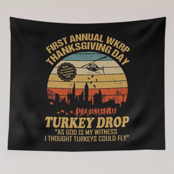 Item preview, Funny Thanksgiving WKRP Turkey Drop designed and sold by HappyHedgeTees.