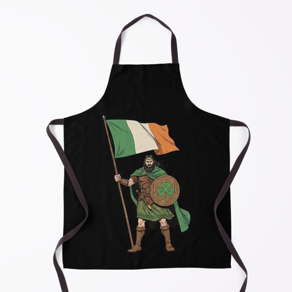 Item preview, Vintage Comic Irish Warrior with Flag and Shamrock Shield designed and sold by ART-POD-PL.