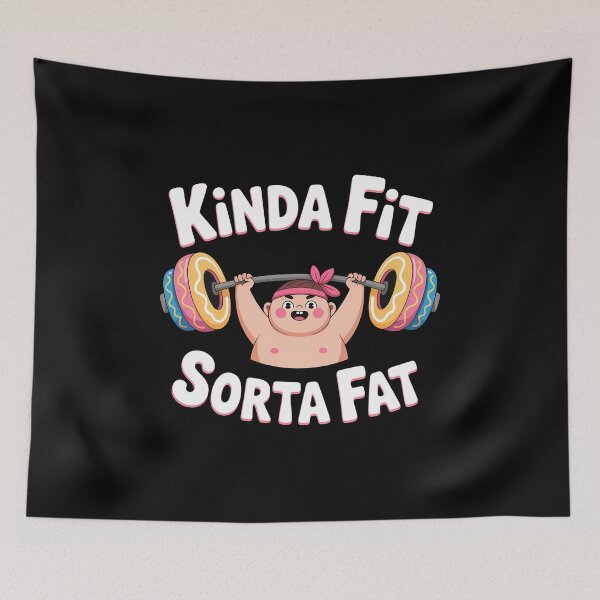 Item preview, Kinda Fit Sorta Fat - This funny gift is perfect for people who love the gym and fitness but also enjoy good food and a sense of humor. designed and sold by ZyziowskyArt.