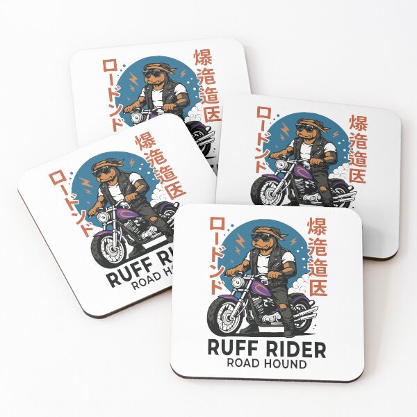 Item preview, Ruff Rider Road Hound: Biker Dog Graphic Design with Japanese Text designed and sold by 89BLACK.