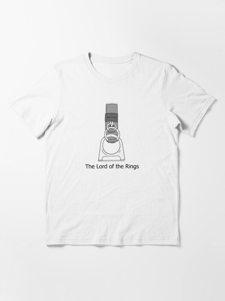 Aperçu 3 sur 7. T-shirt essentiel avec l'œuvre Le seigneur du système 3 anneaux créée et vendue par gstavors.