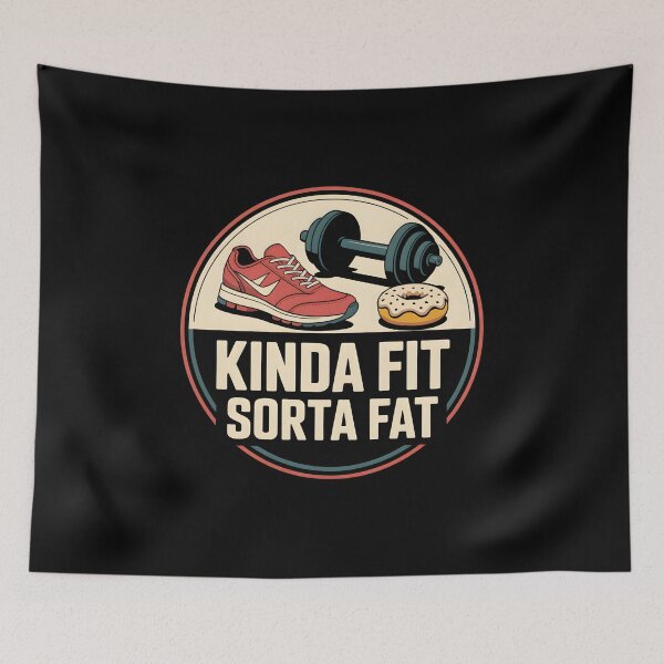 Item preview, Kinda Fit Sorta Fat - This funny gift is perfect for people who love the gym and fitness but also enjoy good food and a sense of humor. designed and sold by ZyziowskyArt.
