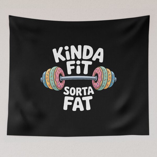 Item preview, Kinda Fit Sorta Fat - This funny gift is perfect for people who love the gym and fitness but also enjoy good food and a sense of humor. designed and sold by ZyziowskyArt.