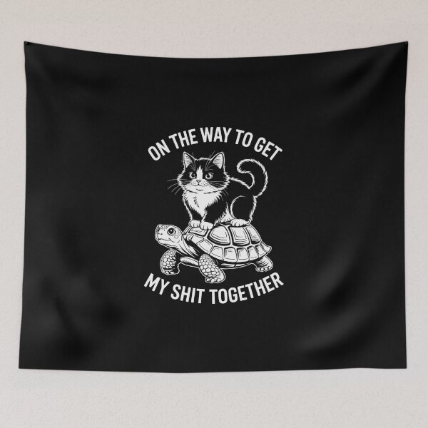 Item preview, Funny Cat Riding Turtle Sarcastic Joke designed and sold by DeadlockCrew.