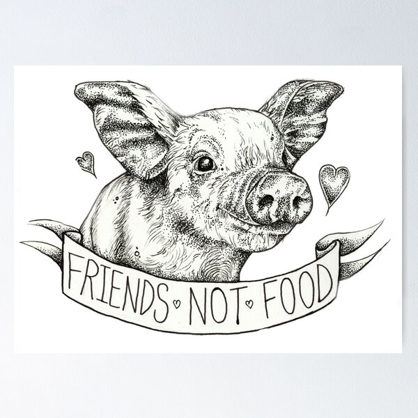 Item preview, Friends Not Food Vegan Piglet  designed and sold by amyhey.