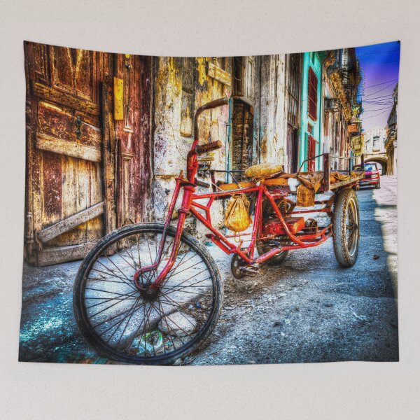 Item preview, Vibrant Cuban Street with Red Tricycle designed and sold by Paul Thompson Photography.