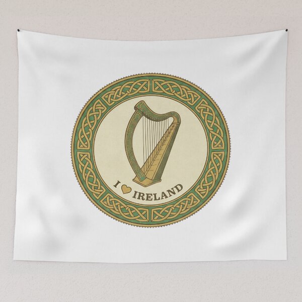 Item preview, Vintage Celtic Harp "I Love Ireland" Logo Design designed and sold by ART-POD-PL.