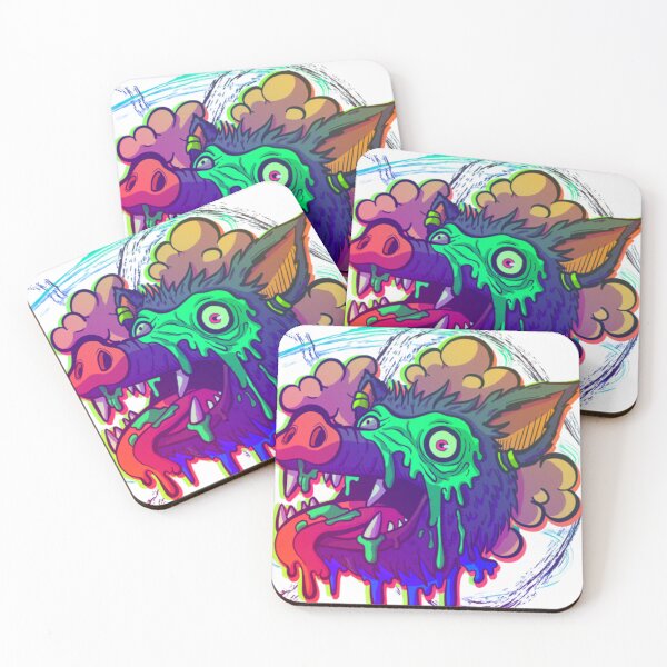 Item preview, Melting Neon Beast Head | Trippy Psychedelic Monster Art designed and sold by BoneandBloomCo.