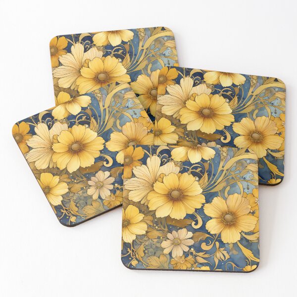 Item preview, Yellow Flowers on Blue Background designed and sold by CalmnessbyChoice.
