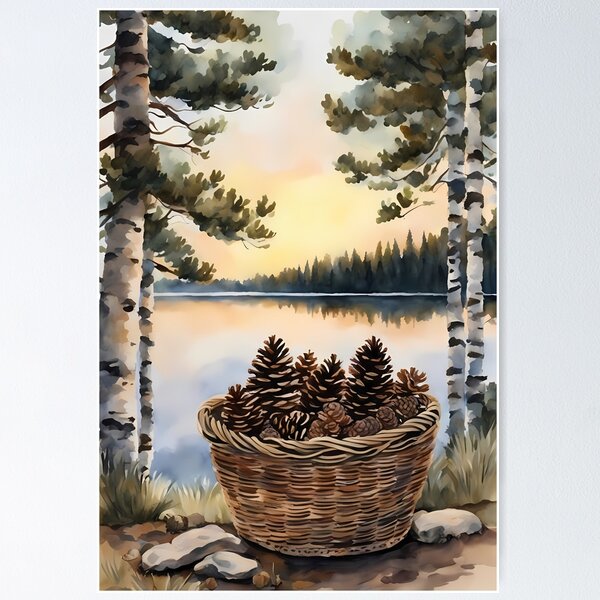 Item preview, Basket of Fir Cones designed and sold by CalmnessbyChoice.