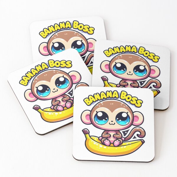 Item preview, Cute Kawaii Monkey Sticker ?Adorable Cartoon Animal on Banana designed and sold by Tickle Truths.