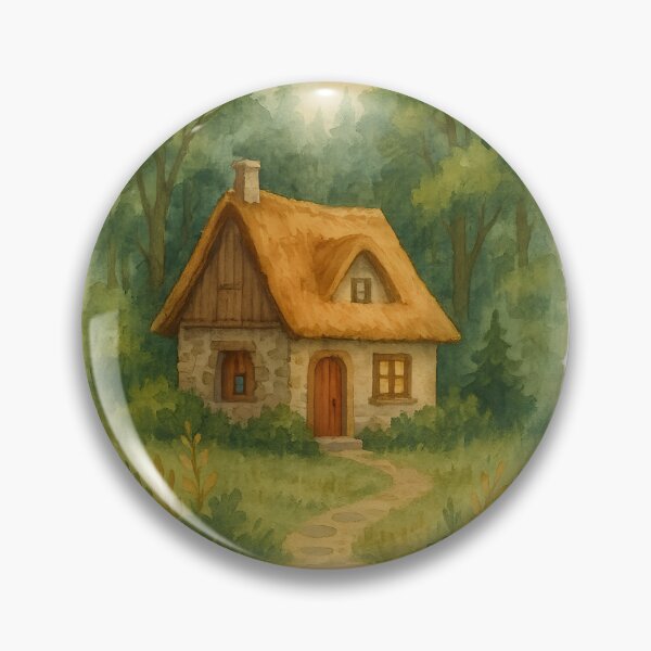 Item preview, Cozy Forest Cabin – Handmade Watercolor Illustration designed and sold by AMAOZ.