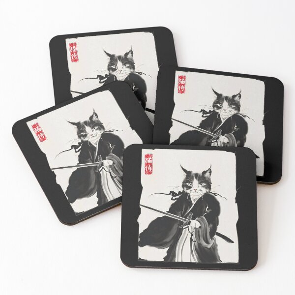 Item preview, Samurai Cat Warrior Ink Art Funny Japanese Style For Cat Lovers, Gift For Anime Fan designed and sold by Designerdavion.