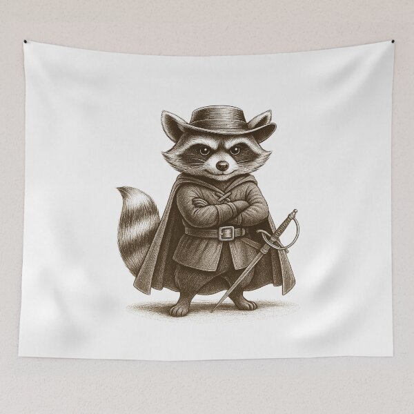 Item preview, Masked Raccoon with Rapier and Cape designed and sold by Infinitee8hirts.