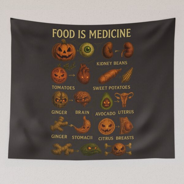 Item preview, “Food Is Medicine – Haunted Anatomy Chart Halloween Design” designed and sold by Galeanto.
