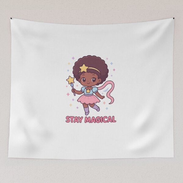 Item preview, Stay Magical – Kawaii Black Anime Girl Magical Pastel Art designed and sold by OsasChild.