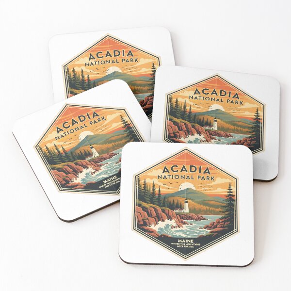 Item preview, Acadia National Park Maine State where the mountains meet the sea Vintage Sunset  designed and sold by LittleArij.