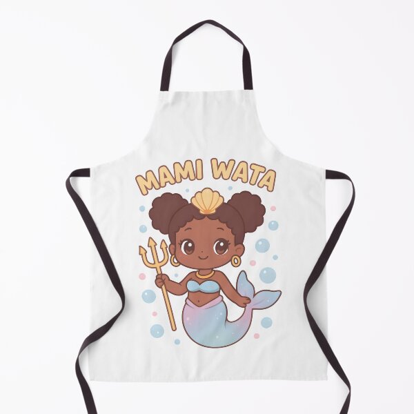 Item preview, Mami Wata Chibi Goddess – Kawaii Black Mermaid Pastel Anime Art designed and sold by OsasChild.