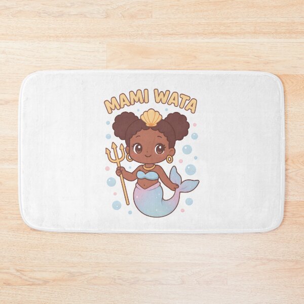 Item preview, Mami Wata Chibi Goddess – Kawaii Black Mermaid Pastel Anime Art designed and sold by OsasChild.