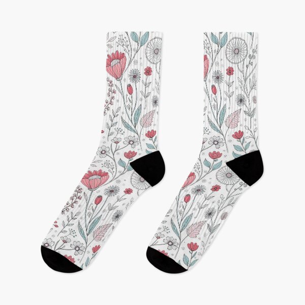 Item preview, Playful Red and Blue Wildflower Doodle Pattern designed and sold by RGShirtWorks.