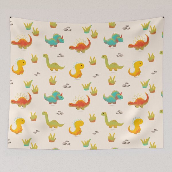 Item preview, Playful Dinosaurs on Beige – Cute Dinosaur Pattern designed and sold by StelinaBik.