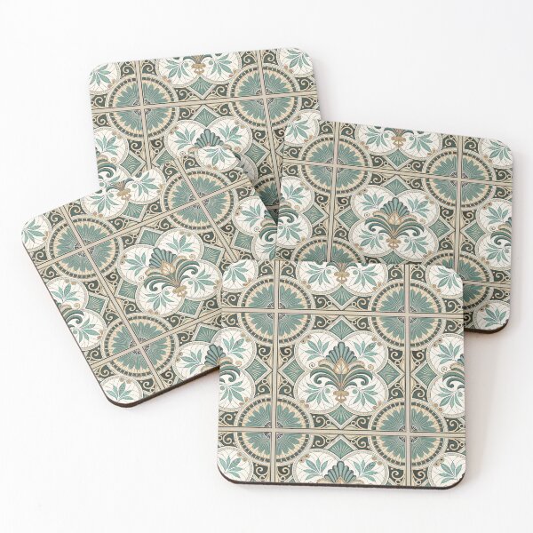 Item preview, Ornamental Tile Design with Green and Gold Motifs designed and sold by RGShirtWorks.