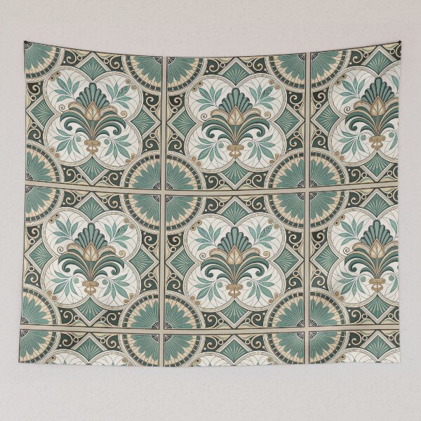 Item preview, Ornamental Tile Design with Green and Gold Motifs designed and sold by ML-Media.