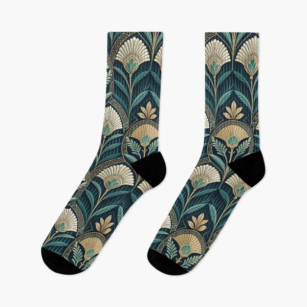 Item preview, Art Deco Floral Motif in Green and Gold designed and sold by ML-Media.