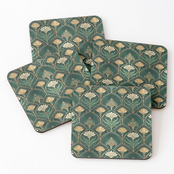 Item preview, Mandala Lotus-Inspired Floral Pattern in Gold and Green designed and sold by RGShirtWorks.