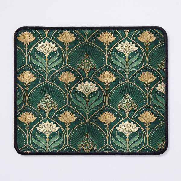 Item preview, Mandala Lotus-Inspired Floral Pattern in Gold and Green designed and sold by ML-Media.
