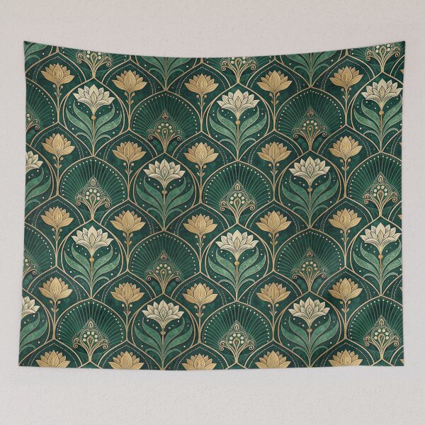 Item preview, Mandala Lotus-Inspired Floral Pattern in Gold and Green designed and sold by RGShirtWorks.