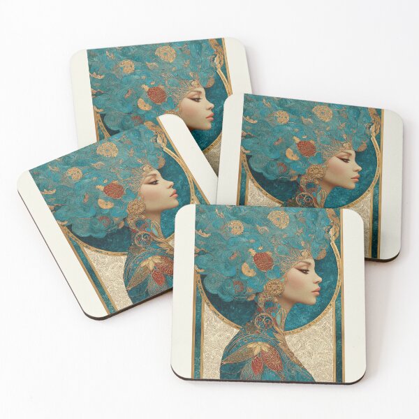 Item preview, Afrofuturistic female portrait – Ornamental art in the Baroque style designed and sold by Meiersbeste.