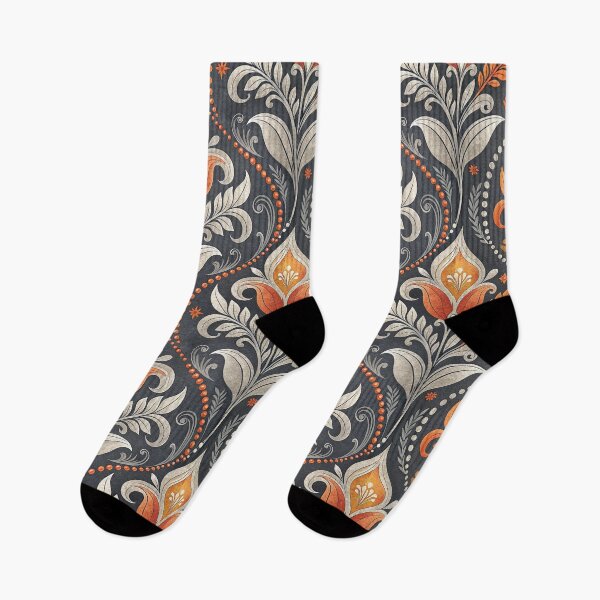 Item preview, Ornamental Orange and Silver Floral Art Nouveau Pattern designed and sold by RGShirtWorks.